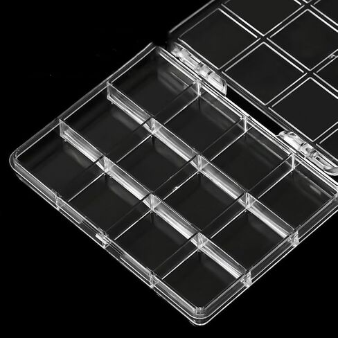 12 شبكات مربع منظم البلاستيك الصافي ، حاوية تخزين مجوهرات مربع الشفافة البلاستيكية ديكورات فنية الأظافر الحاوية لأقراط راينستون بريق الكريستال. in Kuwait