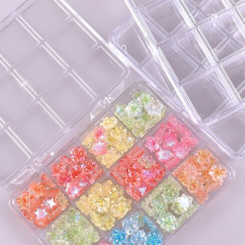 12 شبكات مربع منظم البلاستيك الصافي ، حاوية تخزين مجوهرات مربع الشفافة البلاستيكية ديكورات فنية الأظافر الحاوية لأقراط راينستون بريق الكريستال. in Kuwait