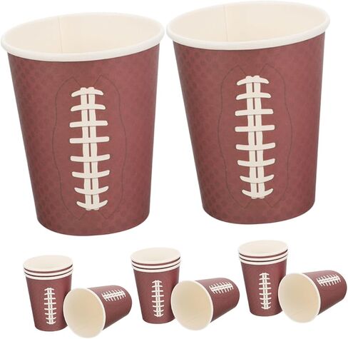 48pcs Rugby Paper Cups Thickened Disposable Paper Coffee Cups Brown Football Party for Sports Events Game Day Tailgating and Birthday Celebrations in Saudi Arabia