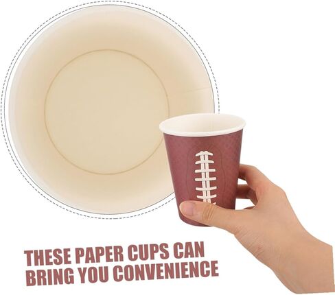 48pcs Rugby Paper Cups Thickened Disposable Paper Coffee Cups Brown Football Party for Sports Events Game Day Tailgating and Birthday Celebrations in Saudi Arabia