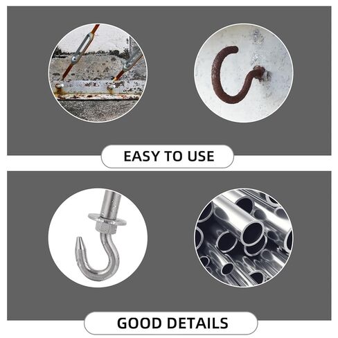Luxshiny 2pcs Stainless Steel Expansion Bolt Hooks Heavy Duty Swing Hangers Hammock Anchor Hooks for Outdoor Hanging and Beam Support in Kuwait