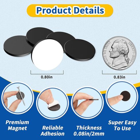 Grtard 70 Pack Round Magnets with Adhesive Backing, 0.8" x0.8" Pre-Cut Size Circle Magnetic Dots Crafts, Peel and Stick Flexible Stickey Magnet Dots for DIY, Classroom, Refrigerator, Art Projects in Saudi Arabia