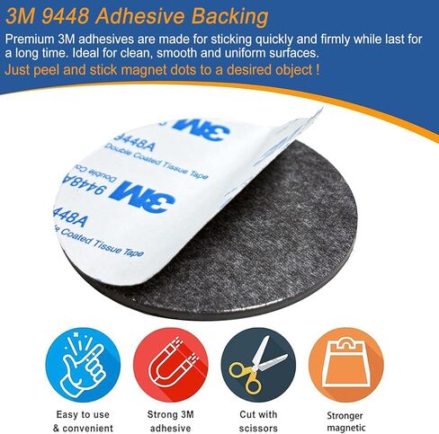 نقطة مغناطيسية مرنة مع لاصق ذاتي، مغناطيس دائري كبير مع دعامة لاصقة للسبورة البيضاء الحرفية، مدرسة الحرف اليدوية للثلاجة، 18 قطعة بقطر 60 مم 2.36 بوصة × 0.08 بوصة in Kuwait