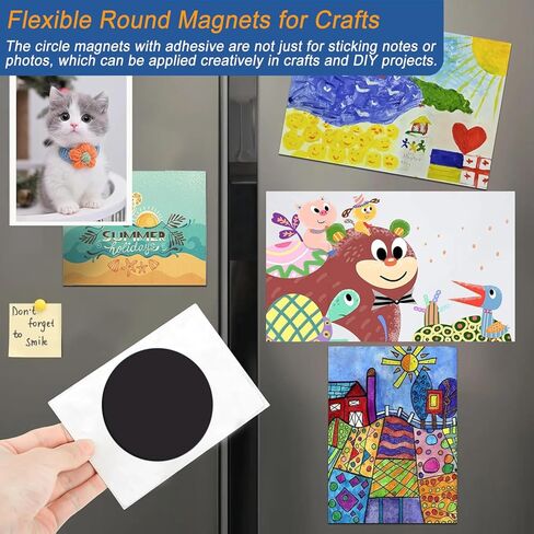 نقطة مغناطيسية مرنة مع لاصق ذاتي، مغناطيس دائري كبير مع دعامة لاصقة للسبورة البيضاء الحرفية، مدرسة الحرف اليدوية للثلاجة، 18 قطعة بقطر 60 مم 2.36 بوصة × 0.08 بوصة in Kuwait