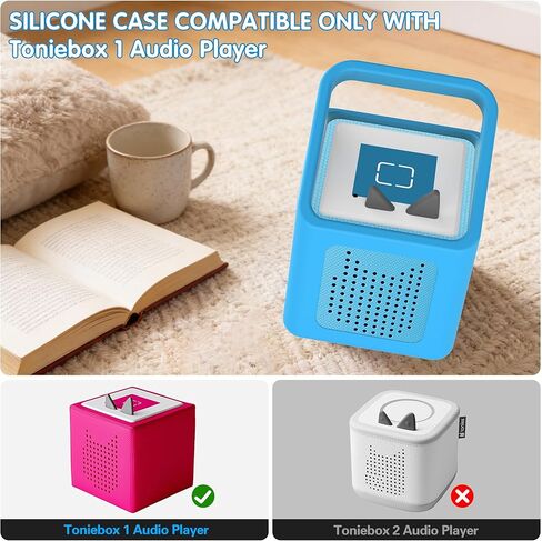 Silicone Case for Toniebox 1 Audio Player, Shockproof & Scratch-Resistant Portable Protective Cover Sleeve for Tonies Toniebox 1 Accessories with Carry Handle (Blue) in Saudi Arabia