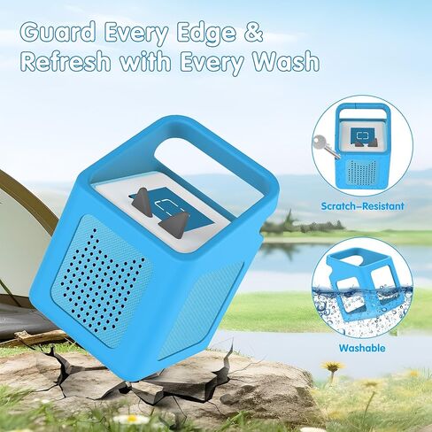 Silicone Case for Toniebox 1 Audio Player, Shockproof & Scratch-Resistant Portable Protective Cover Sleeve for Tonies Toniebox 1 Accessories with Carry Handle (Blue) in Saudi Arabia