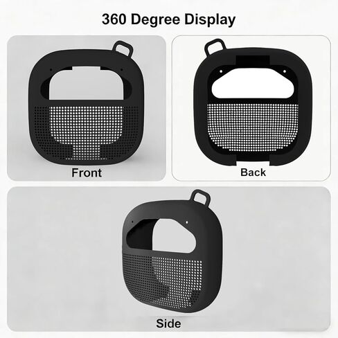 Silicone Case Cover For Bose New SoundLink Micro Portable Bluetooth Speaker (2nd Gen), High-Quality Shockproof Cover with Carabiner, Anti-Slip Dustproof Protective Sleeve (Black) in Kuwait