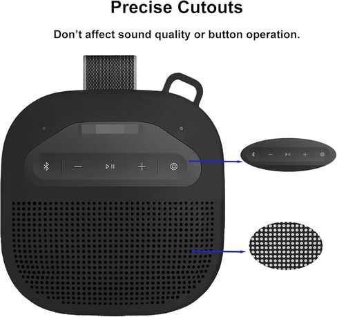 Silicone Case Cover For Bose New SoundLink Micro Portable Bluetooth Speaker (2nd Gen), High-Quality Shockproof Cover with Carabiner, Anti-Slip Dustproof Protective Sleeve (Black) in Kuwait