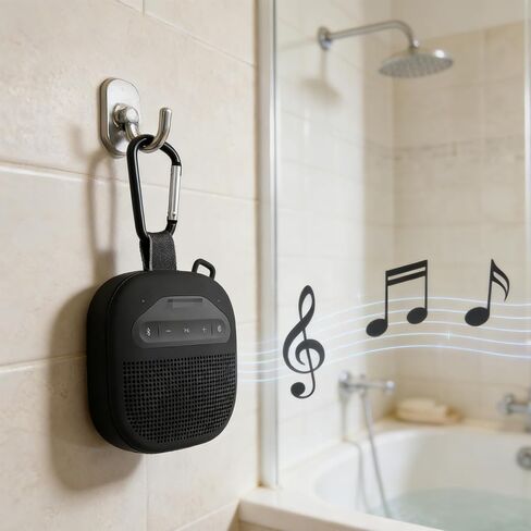 Silicone Case Cover For Bose New SoundLink Micro Portable Bluetooth Speaker (2nd Gen), High-Quality Shockproof Cover with Carabiner, Anti-Slip Dustproof Protective Sleeve (Black) in Kuwait