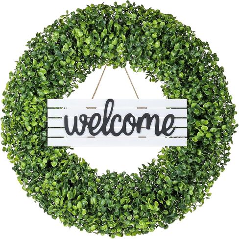 أكاليل الزهور ، 20 "إكليلا من الزهور ، أكاليل خشب البقس للباب الأمامي ، لفصل الربيع والصيف أو الخريف أو الشتاء إكليل من الزهور ، تستخدم في المزرعة ، الغرفة في الداخل ، في الهواء الطلق ، الممرات ، المكاتب. (الأخضر) in Kuwait