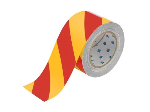 Brady ToughStripe Floor Marking Tape Roll - Polyester, Diagonal Stripes, Red on Yellow, 3" x 100' in Saudi Arabia