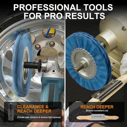 ترقية عجلة تلميع مجرى الهواء مقاس 8 بوصات، طقم تلميع ألومنيوم مكون من 11 قطعة، تركيب بدون شفة، طقم تلميع عجلة معدنية من الألومنيوم بفتحة أربور 5/8 بوصة مع امتداد لطلاء مرآة طاحونة الزوايا in Kuwait