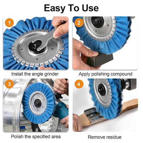 ترقية عجلة تلميع مجرى الهواء مقاس 8 بوصات، طقم تلميع ألومنيوم مكون من 11 قطعة، تركيب بدون شفة، طقم تلميع عجلة معدنية من الألومنيوم بفتحة أربور 5/8 بوصة مع امتداد لطلاء مرآة طاحونة الزوايا in Kuwait