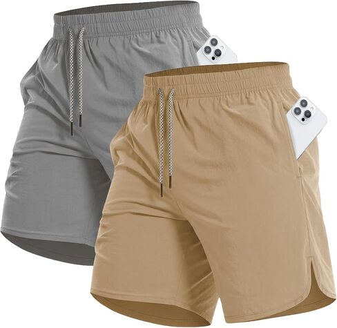 Canghpgin 2 Pack Men Men Running Shorts 7 '' Quick Dry Sports Shorts مع جيوب ، شورت التمرينات الرياضية الرجال in Kuwait