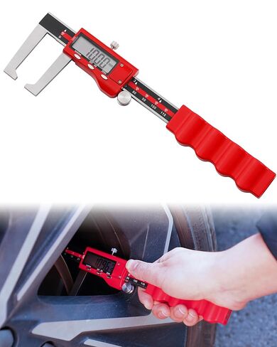 Brake Rotor Measuring Tool, Digital Caliper for Disc Brake Thickness, Wheels-On Rotor Gauge, 6" Stainless Steel Vernier Rotor Micrometer, Large LCD, Inch/Metric Modes, Red in Kuwait