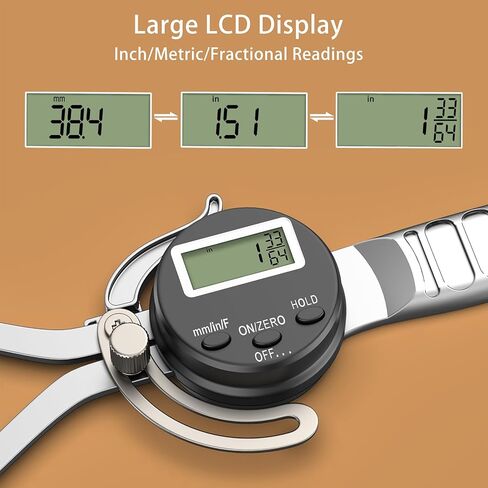 HDLNKAK مقياس الفرجار الخارجي الرقمي، صالح 0-6 "قراءات مترية/كسرية/عشرية، فكي سبيكة، فرجار دائري رقمي مع وظيفة التثبيت للأعمال الخشبية. in Kuwait