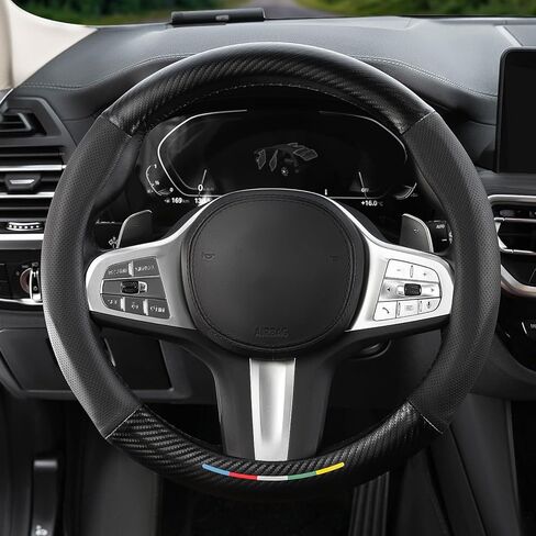 غطاء عجلة قيادة Zanch للسيارات-ملاءمة مخصصة لـ Mercedes-AMG ، جلود الألياف الدقيقة المتميزة ، غير قابلة للانزلاق ، غير قابلة للتنفس ، بدون رائحة ، متينة ، راحة طوال الموسم ، تتناسب معها من 14.5 إلى 15 بوصة in Kuwait