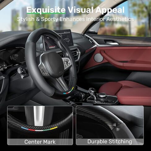 غطاء عجلة قيادة Zanch للسيارات-ملاءمة مخصصة لـ Mercedes-AMG ، جلود الألياف الدقيقة المتميزة ، غير قابلة للانزلاق ، غير قابلة للتنفس ، بدون رائحة ، متينة ، راحة طوال الموسم ، تتناسب معها من 14.5 إلى 15 بوصة in Kuwait