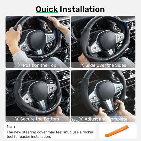 غطاء عجلة قيادة Zanch للسيارات-ملاءمة مخصصة لـ Mercedes-AMG ، جلود الألياف الدقيقة المتميزة ، غير قابلة للانزلاق ، غير قابلة للتنفس ، بدون رائحة ، متينة ، راحة طوال الموسم ، تتناسب معها من 14.5 إلى 15 بوصة in Kuwait