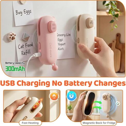 2 in 1 Rechargeable Mini Bag Sealer with Magnet, 2026 Small Heat Sealers for Chip Snack, Portable Sealing Machine for Kitchen in Saudi Arabia