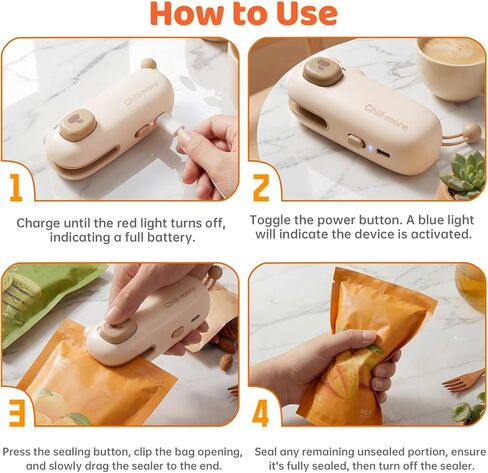 2 in 1 Rechargeable Mini Bag Sealer with Magnet, 2026 Small Heat Sealers for Chip Snack, Portable Sealing Machine for Kitchen in Saudi Arabia