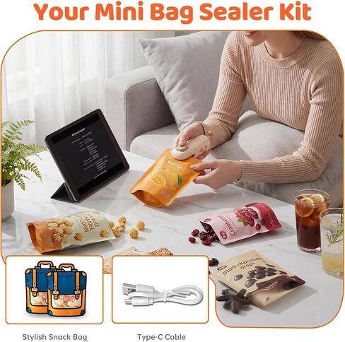 2 in 1 Rechargeable Mini Bag Sealer with Magnet, 2026 Small Heat Sealers for Chip Snack, Portable Sealing Machine for Kitchen in Saudi Arabia