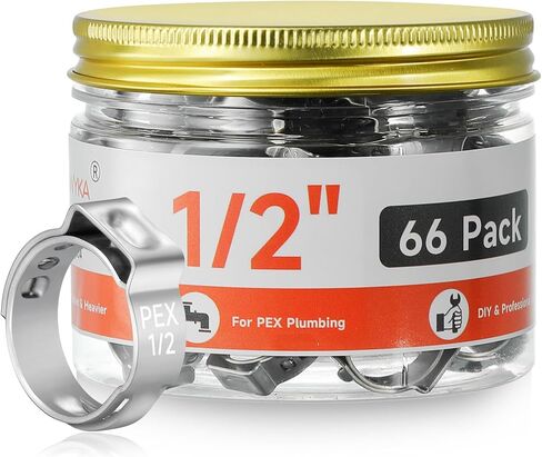 126 قطعة من حلقات مشابك PEX مقاس 1/2 بوصة، 304 مشابك خرطوم أذن واحدة من الفولاذ المقاوم للصدأ، حلقات تجعيد Pex لوصلات تركيب أنابيب أنابيب PEX in Kuwait