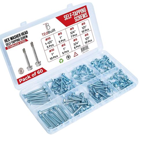 Truss Head Self Tapping Screws for Metal–Stainless Steel 410 – Pack of 250 (#8x1/2, #8x3/4,#8x1,#10x1,#10x1-1/2) – 5 Sizes Sheet Metal Screws –Self Drilling Screws –Rust & Wear Resistant in Saudi Arabia