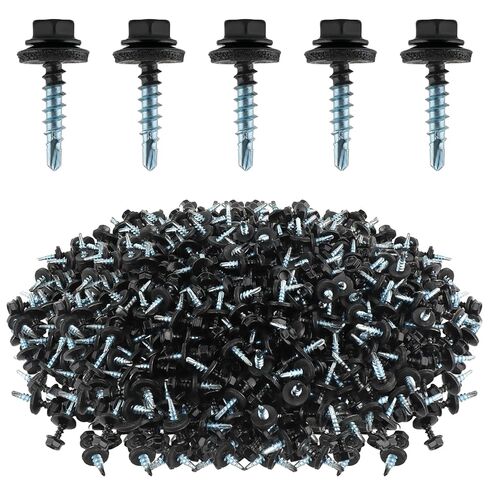 300 Pcs #10 x 1 Hex Head Black Metal Roofing Screws with Rubber Washer, Self Drilling Sheet Metal Roofing Screws for Metal with Hex Bit Socket in Saudi Arabia