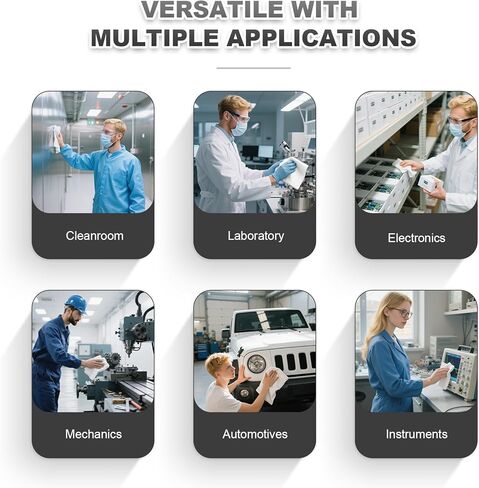 Cleanroom Wipers 6"x6"(150 Pcs, 100% Polyester, Class 100, 140GSM) Double Knit 100% Lint Free Cloths with Ultra-fine Filaments, Laser Sealed Edge Ultra-Soft Wipers in Kuwait