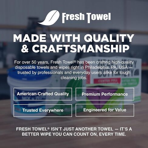 Fresh Towel FT80B Heavy Duty Wipes, Blue, 11.8" x 13" Inch Durable Multipurpose Cleaning Wipes for Household, Kitchen, Garage & Industrial Use (1 Roll of 475 Sheets) in Kuwait