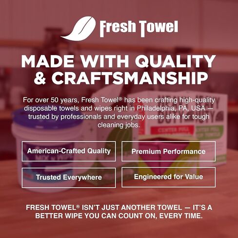 Fresh Towel FT80R Heavy Duty Wipes, Red, 11.8" x 13" Inch Durable Multipurpose Cleaning Wipes for Household, Kitchen, Garage & Industrial Use (1 Roll of 475 Sheets) in Kuwait