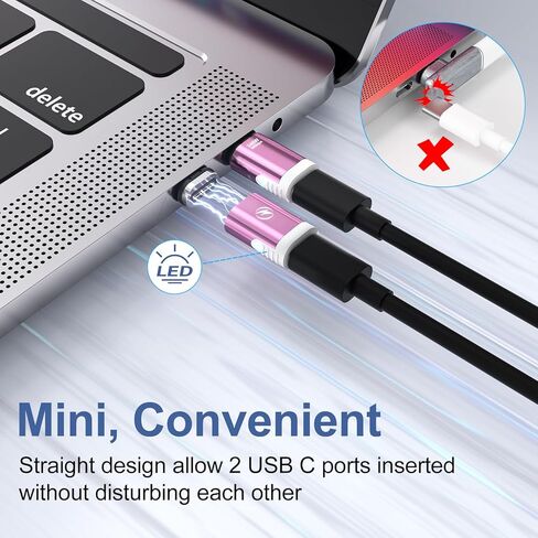 USB C Magnetic Adapter (2 Pack), 240W USB Type C Male to Female Adapter Extender Compatible with Thunderbolt 3/4, Support up to 240W Charging, 40Gbps Data Transfer and 8K@60Hz Video, Light Blue in Kuwait