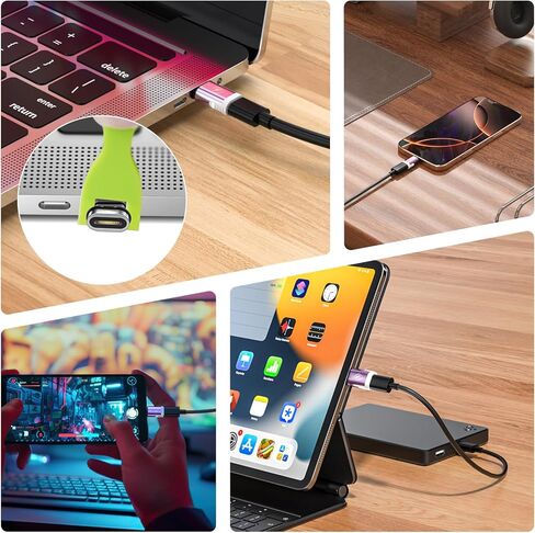 USB C Magnetic Adapter (2 Pack), 240W USB Type C Male to Female Adapter Extender Compatible with Thunderbolt 3/4, Support up to 240W Charging, 40Gbps Data Transfer and 8K@60Hz Video, Light Blue in Kuwait