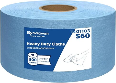 Cleanroom Wipes Heavy Duty Cloths, Lint-Free and Extra Absorbent Towels Jumbo Roll, Blue (15"x 5", 500 PCS) in Kuwait