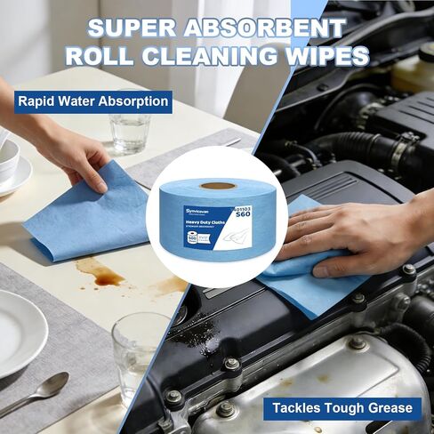 Cleanroom Wipes Heavy Duty Cloths, Lint-Free and Extra Absorbent Towels Jumbo Roll, Blue (15"x 5", 500 PCS) in Kuwait