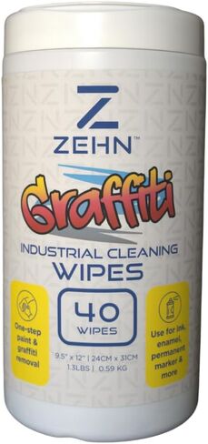 Zehn Graffiti Wipes – 1 Canisters with 40 wipes - Quickly remove graffiti, marker, spray paint, and ink from hard surfaces - Portable and effective for fast, hassle-free cleanup in Kuwait