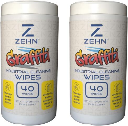 Zehn Graffiti Wipes – 1 Canisters with 40 wipes - Quickly remove graffiti, marker, spray paint, and ink from hard surfaces - Portable and effective for fast, hassle-free cleanup in Saudi Arabia