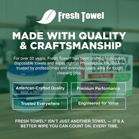 Fresh Towel FT80W Heavy Duty Wipes, White, 11.8" x 13" Inch Durable Multipurpose Cleaning Wipes for Household, Kitchen, Garage & Industrial Use (1 Roll of 475 Sheets) in Kuwait