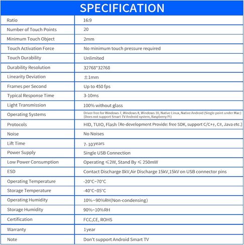 SpecialTouch 55 بوصة إطار شاشة تعمل باللمس بالأشعة تحت الحمراء 20 نقطة تراكب لوحة اللمس التفاعلية بالأشعة تحت الحمراء مناسبة لإطار شاشة التلفزيون التي تعمل باللمس، السبورة البيضاء التي تعمل باللمس in Kuwait