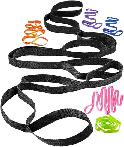 Yoga Strap Stretching Strap 10 Loops Non-Elastic Exercise Strap for Pilates, Dance Exercise Training Multi-Loop Stretching Band in Saudi Arabia