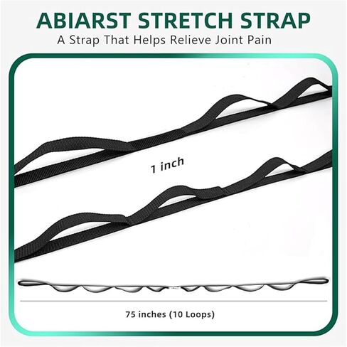 Yoga Strap Stretching Strap 10 Loops Non-Elastic Exercise Strap for Pilates, Dance Exercise Training Multi-Loop Stretching Band in Saudi Arabia