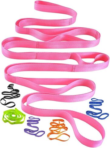 Yoga Strap Stretching Strap 10 Loops Non-Elastic Exercise Strap for Pilates, Dance Exercise Training Multi-Loop Stretching Band in Saudi Arabia