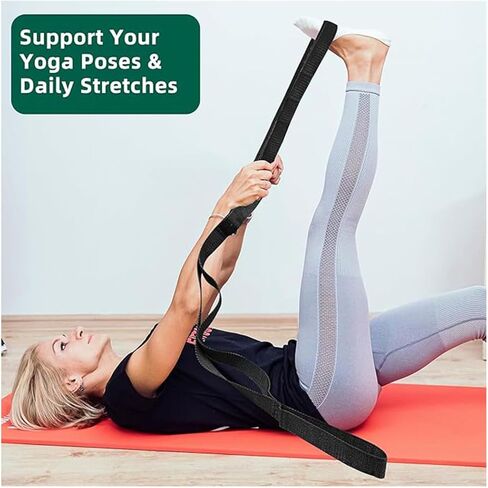 Yoga Strap Stretching Strap 10 Loops Non-Elastic Exercise Strap for Pilates, Dance Exercise Training Multi-Loop Stretching Band in Saudi Arabia