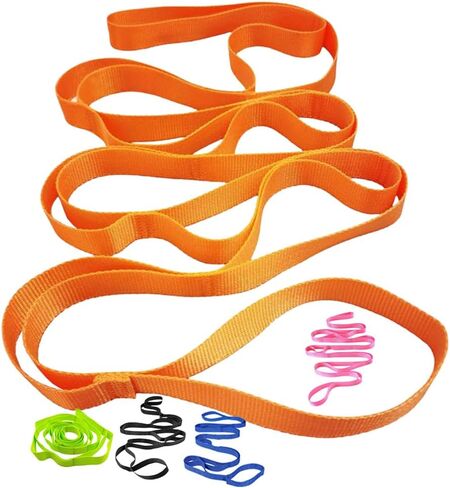 Yoga Strap Stretching Strap 10 Loops Non-Elastic Exercise Strap for Pilates, Dance Exercise Training Multi-Loop Stretching Band in Saudi Arabia