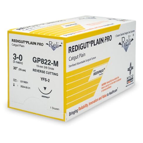 GP822 Reli Redigut Pain Gut Sutures MFS-2 3-0 27 12/Bx in Saudi Arabia