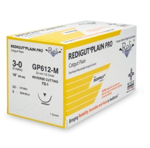 GP612 Reli Redigut Plain Pro Gut Sutures 3-0 MX-1 18 12/صندوق in Saudi Arabia