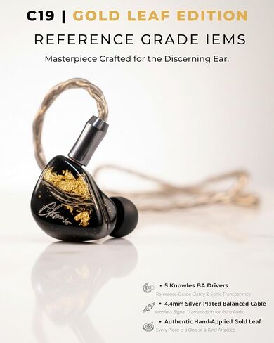شاشات Essonio ES-C19 داخل الأذن، 5 برامج تشغيل سلكية من Knowles BA، سماعات أذن Audiophile لإلغاء الضوضاء، شاشة صوت عالية الدقة مع كابل متوازن مطلي بالفضة مقاس 4.4 مم لمزج الاستوديو والمسرح والموسيقيين in Kuwait