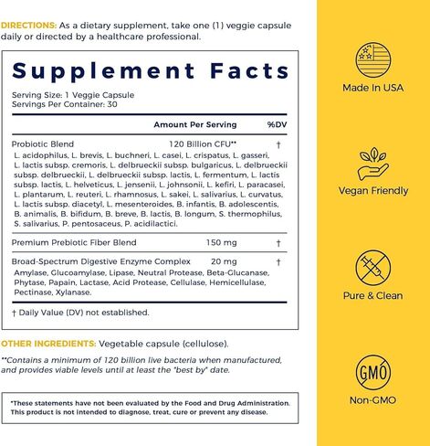 NewRhythm Probiotics 120 Billion CFU 36 Strains, 3-in-1 Probiotics with Prebiotics & Enzymes, Probioticos for Women & Men, Vegan Targeted Release Supplement, 30ct in Saudi Arabia