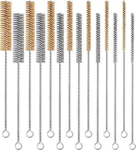 مجموعة فرش سلكية نحاسية مكونة من 14 قطعة من فرشاة أنبوبية من الفولاذ المقاوم للصدأ مقاس 12 بوصة مجموعة فرش سلكية مستديرة لتنظيف الشعيرات المعدنية للأنابيب والأنبوب وقطع غيار السيارات والمحرك (6 مم/8 مم/10 مم/12 مم/15 مم/20 مم/22 مم) in Kuwait